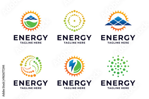 Solar energy logo design collection