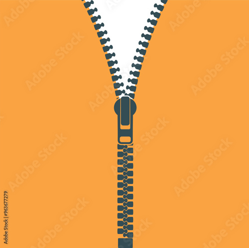 Zipper logo. Isolated zipper on white background