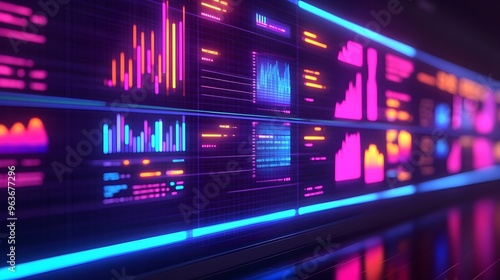 Futuristic Neon Data Display - Abstract Technology Background