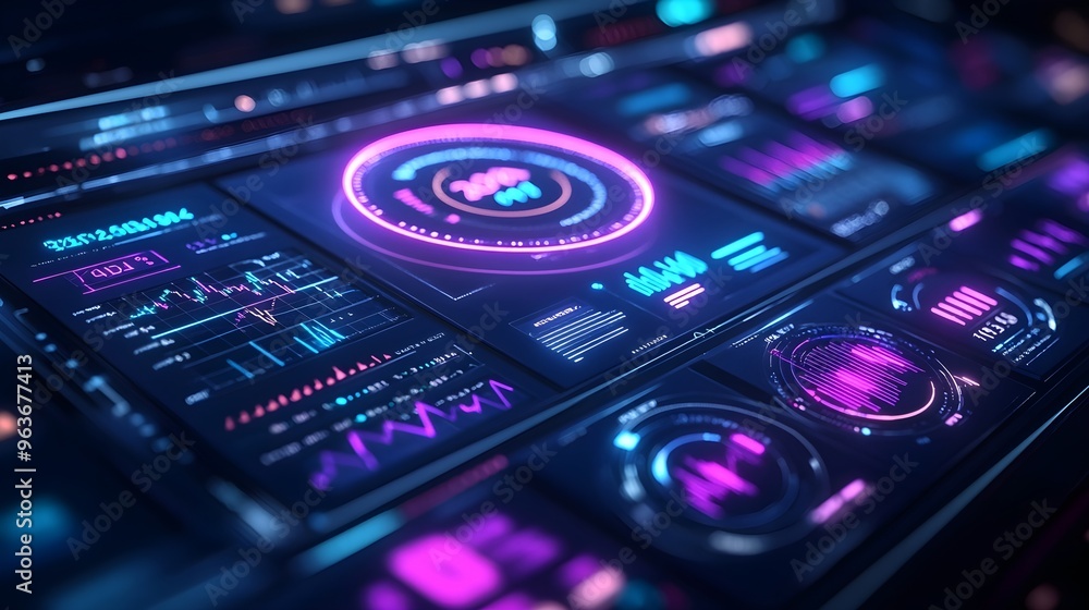Futuristic Tech Interface with Neon Lights Futuristic Tech Interface with Neon Lights