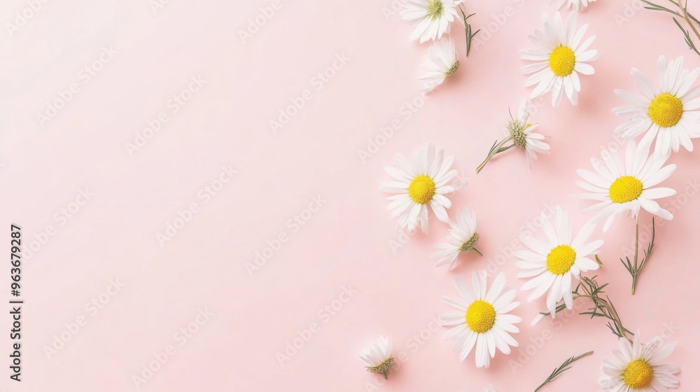 Daisies on Pink Background Daisies on Pink Background