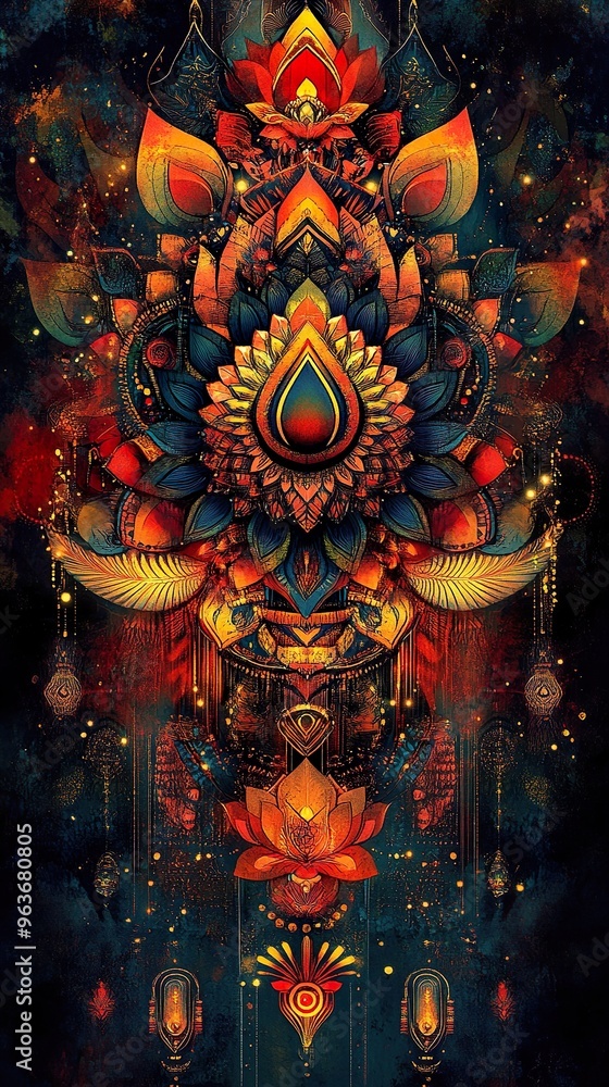 Fototapeta premium Colorful mandala patterns with symmetrical designs and decorative accents wallpaper