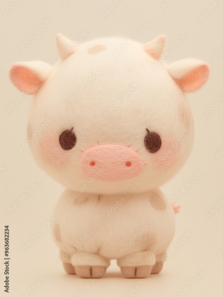 かわいいフェルト風のウシ かわいいフェルト風のウシ