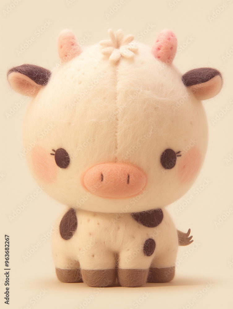 かわいいフェルト風のウシ かわいいフェルト風のウシ