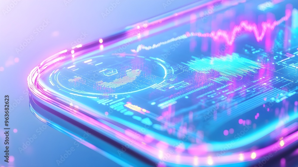 Abstract Futuristic Tech Background with Neon Lights Abstract Futuristic Tech Background with Neon Lights