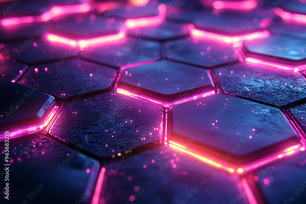 Futuristic hexagonal grid pattern with a vibrant neon glow, ideal for sci-fi themes, technology visuals, and modern digital designs.
Futuristic hexagonal grid pattern with a vibrant neon glow, ideal for sci-fi themes, technology visuals, and modern digital designs.