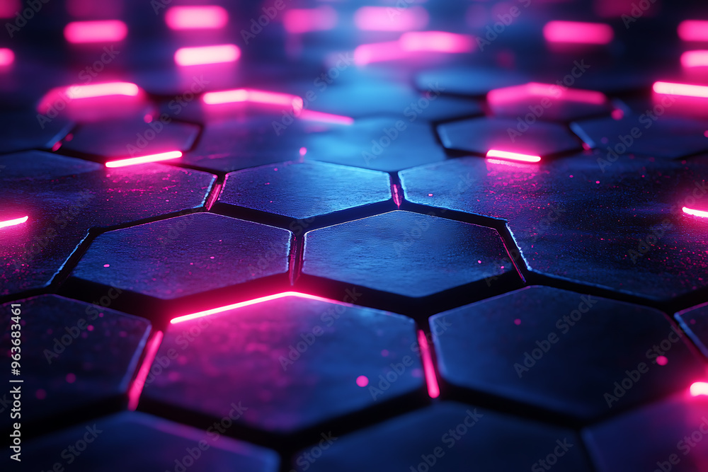 Futuristic hexagonal grid pattern with a vibrant neon glow, ideal for sci-fi themes, technology visuals, and modern digital designs.
Futuristic hexagonal grid pattern with a vibrant neon glow, ideal for sci-fi themes, technology visuals, and modern digital designs.