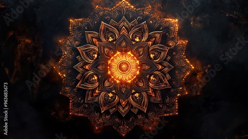 Vibrant mandala art with intricate symmetrical patterns and decorative elements wallpaper