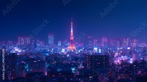 Anime Cityscape at Night.