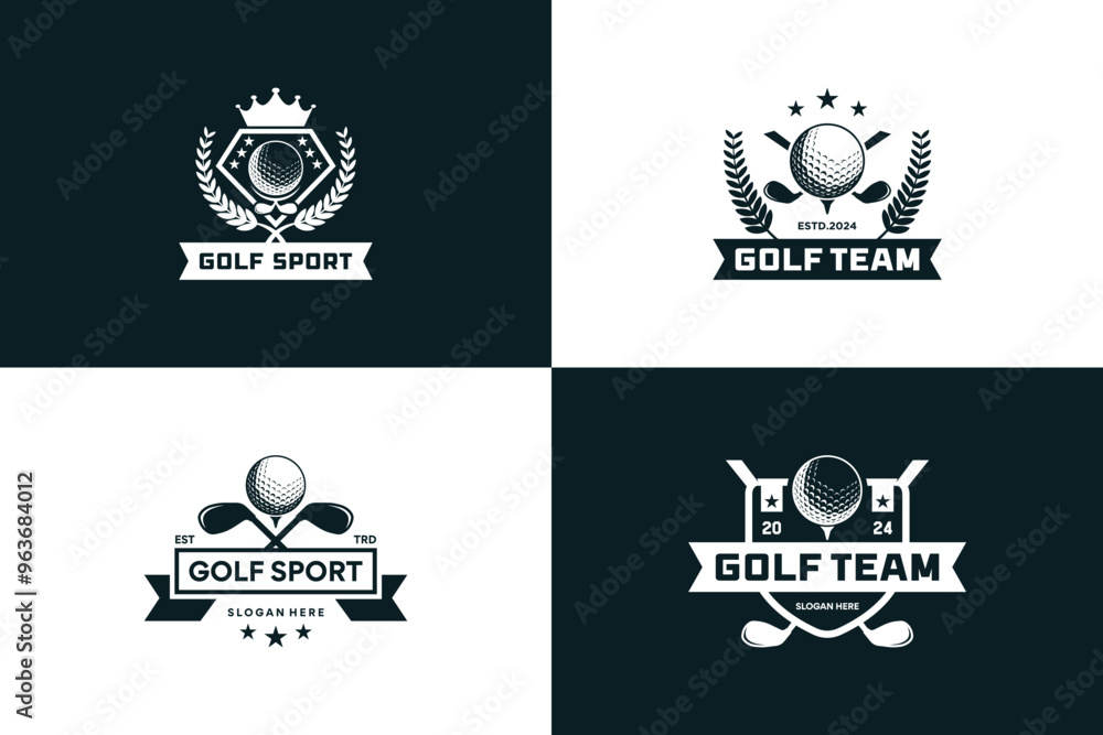 Fototapeta premium Set of Emblem Golf athlete championship logo design