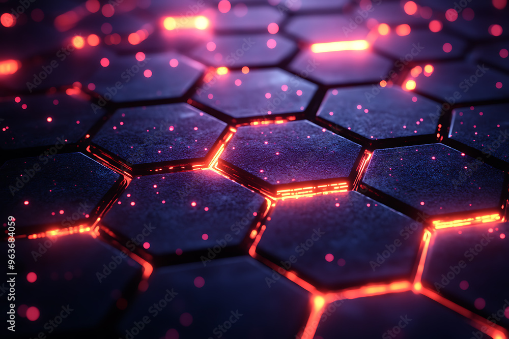 Futuristic hexagonal grid pattern with a vibrant neon glow, ideal for sci-fi themes, technology visuals, and modern digital designs.
Futuristic hexagonal grid pattern with a vibrant neon glow, ideal for sci-fi themes, technology visuals, and modern digital designs.
