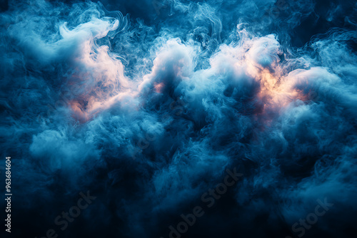 Thick, dark smoke swirling against a black background, creating an ominous and mysterious atmosphere, perfect for dramatic and intense visuals. 