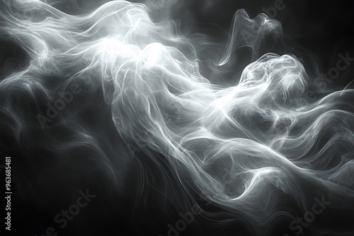 Thick, dark smoke swirling against a black background, creating an ominous and mysterious atmosphere, perfect for dramatic and intense visuals.
