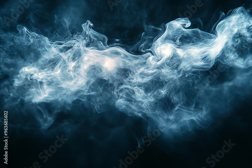 Thick, dark smoke swirling against a black background, creating an ominous and mysterious atmosphere, perfect for dramatic and intense visuals. 