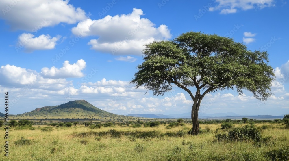 Serene Landscape with Acacia Tree Serene Landscape with Acacia Tree