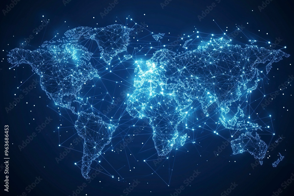 Global network connection. World map point and line composition concept of global business. Vector Illustration.generative ai Global network connection. World map point and line composition concept of global business. Vector Illustration.generative ai