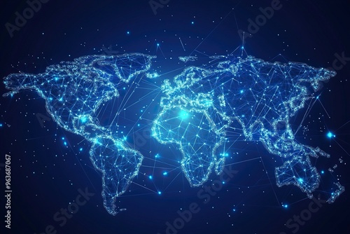 Global network connection. World map point and line composition concept of global business. Vector Illustration.generative ai