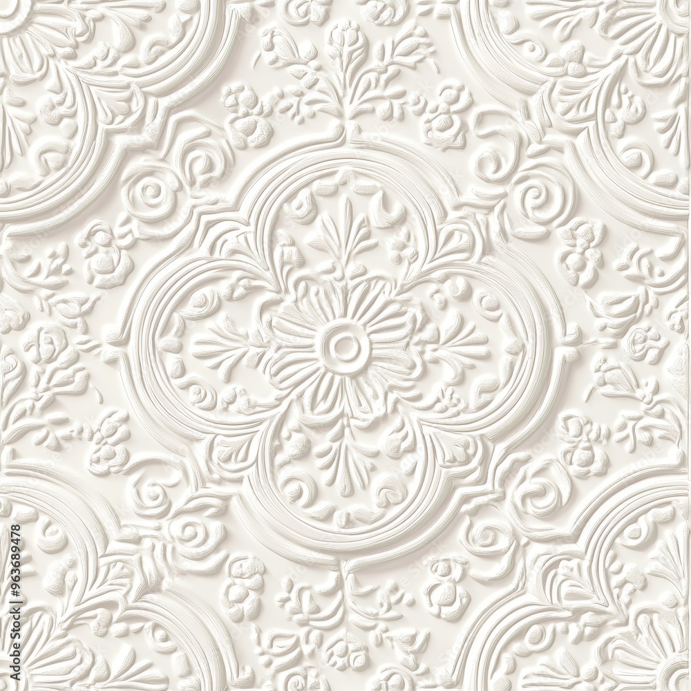 Intricate Lace-Inspired Tile Design in Soft Tones for Elegant Interiors at 5:2 Aspect Ratio Intricate Lace-Inspired Tile Design in Soft Tones for Elegant Interiors at 5:2 Aspect Ratio