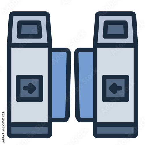 Turnstile icon representing railway station entry gates for controlling ticket fares.