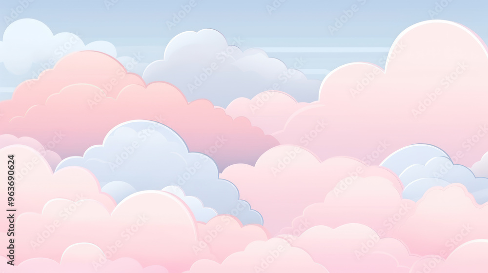 Dreamy Pastel Sky with Fluffy Clouds - Serene Background for Creative Projects Dreamy Pastel Sky with Fluffy Clouds - Serene Background for Creative Projects