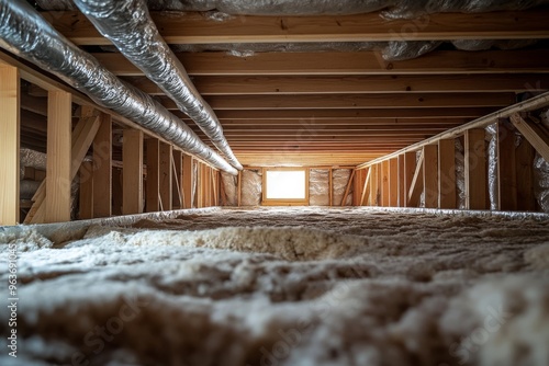 The image shows a homes crawl space, highlighting crucial elements like beams, insulation, and plumbing that reveal the hidden infrastructure essential for construction and maintenance