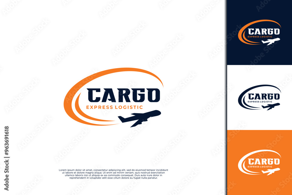 Obraz premium Plane cargo logo design. Logistic transportation logo