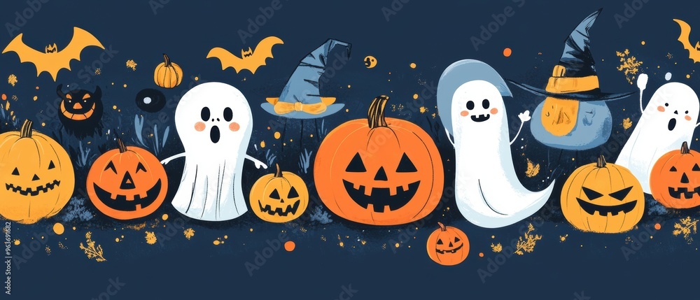 Cute Halloween Cartoon Characters for Inserting Text Cute Halloween Cartoon Characters for Inserting Text