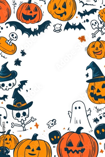 Cute Halloween Cartoon Characters for Inserting Text