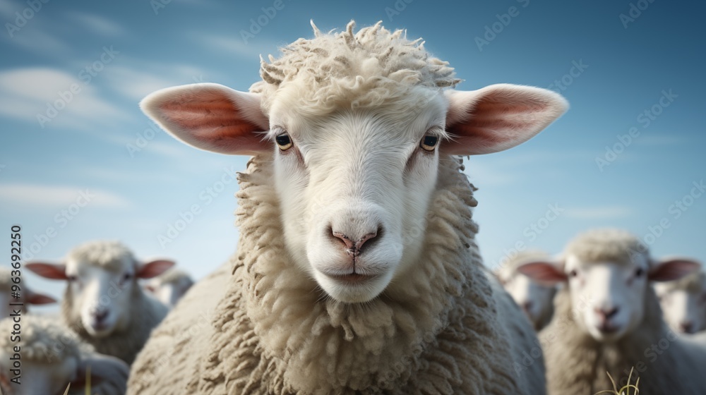 White fluffy sheep farm portrait looking at camera isolated on clear png background, funny moment, Farmland animals concept White fluffy sheep farm portrait looking at camera isolated on clear png background, funny moment, Farmland animals concept