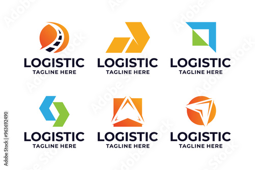 Set of creative logistic logo design