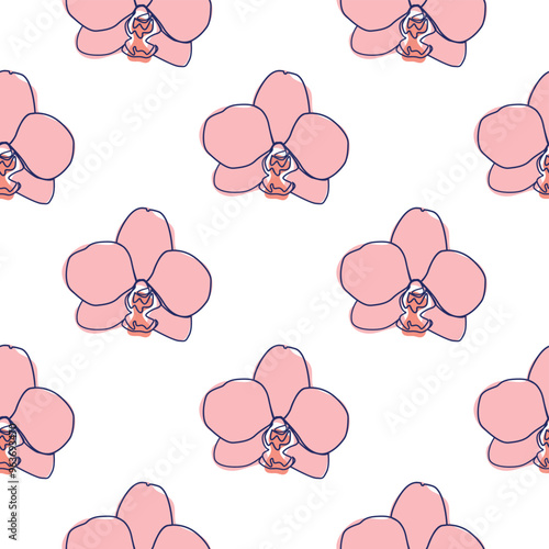 flowers modern simplicity vector illustration. One line seamless modern pattern.