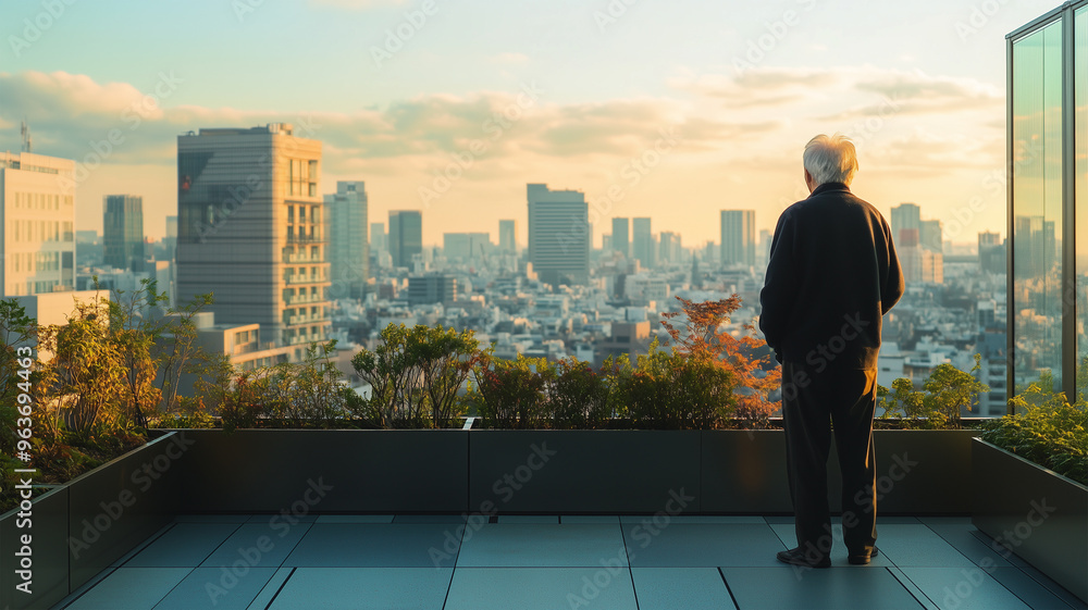 Fototapeta premium 屋上庭園から見る東京スカイライン