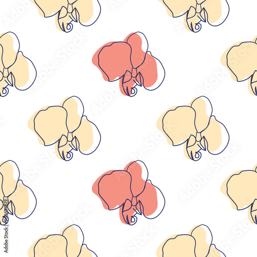 flowers modern simplicity vector illustration. One line seamless modern pattern.