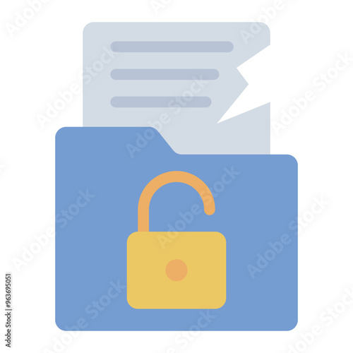 Folder data breach icon representing cybercrime involving data theft and hacking.