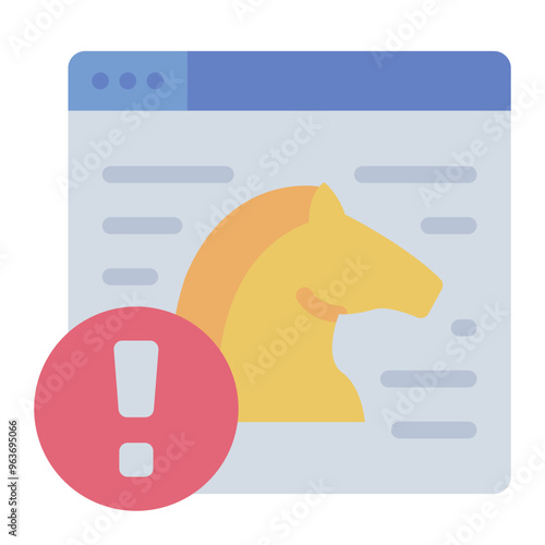 Website trojan icon representing malware attack and cybercrime through trojan viruses.