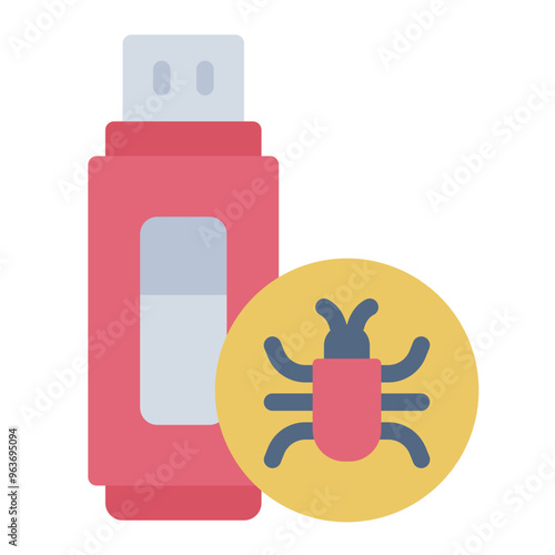 Flash drive virus icon representing malware spreading through portable devices in cybercrime.