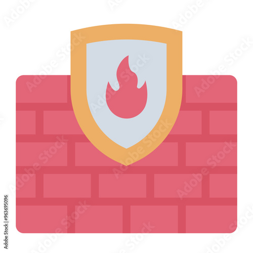 Firewall icon representing cybercrime protection and network defense against malware and hacking.