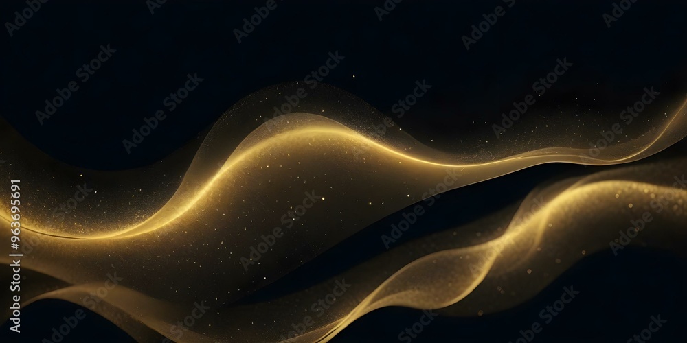 Abstract background Transparent golden yellow waves on a dark background. AI generated Abstract background Transparent golden yellow waves on a dark background. AI generated
