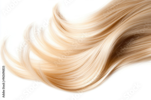 Blond hair wave isolated on white background for creativity with copy space