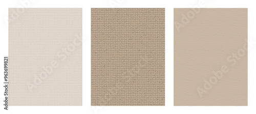 Set of brownish and beige dyed fabrics, concrete wall texture, fabric texture, grunge cement pattern background.