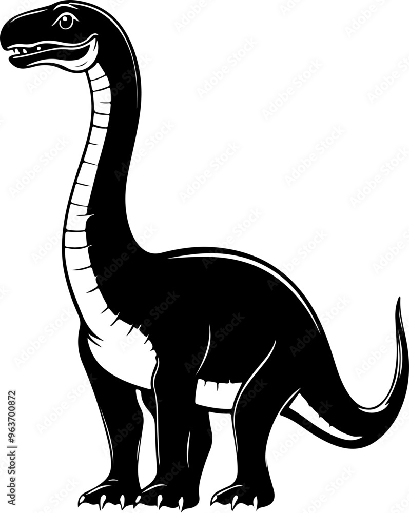 Black Silhouette of a Cartoon Dinosaur Standing Tall Black Silhouette of a Cartoon Dinosaur Standing Tall