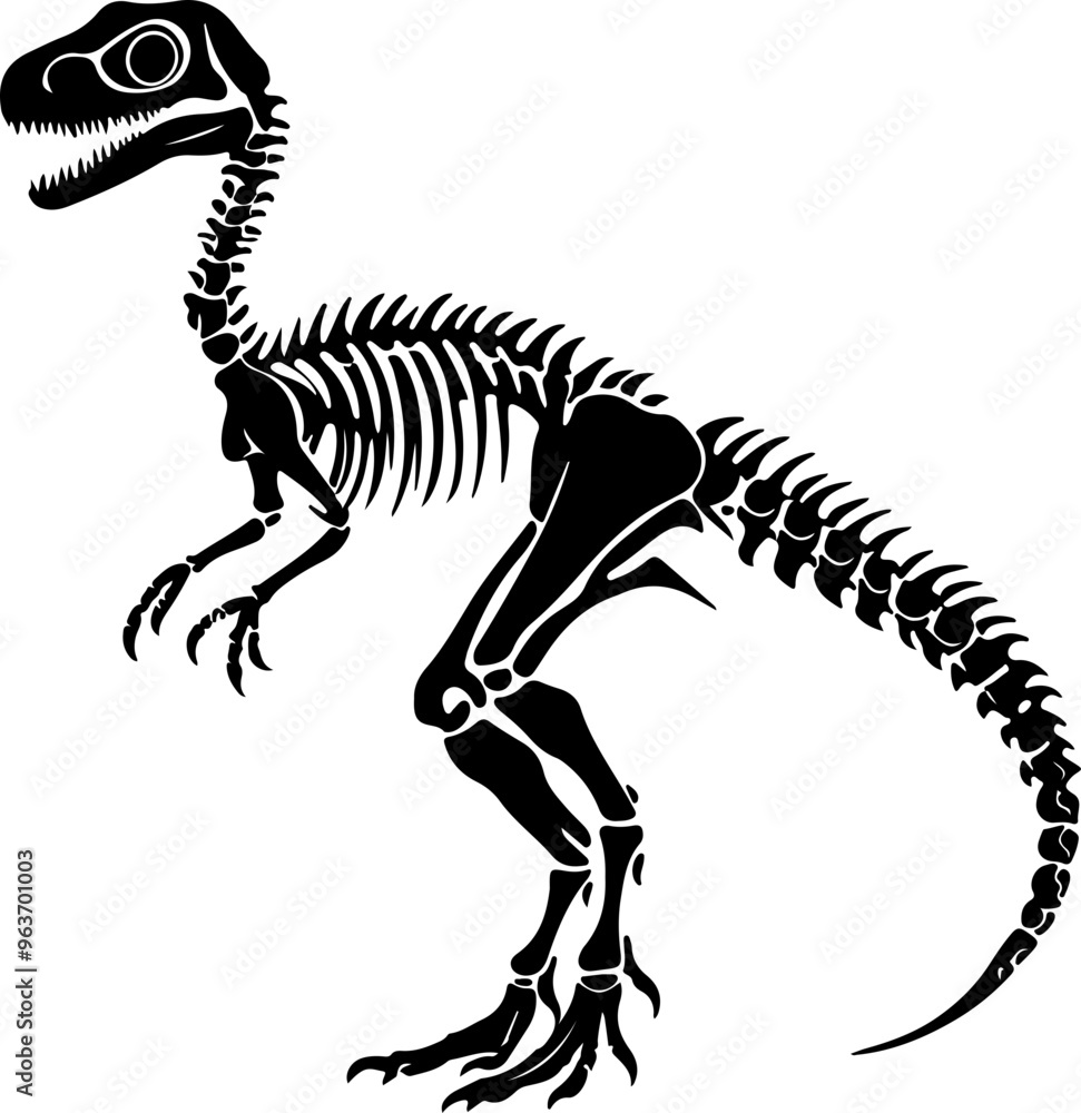 Black Silhouette of a Dinosaur Skeleton Design Black Silhouette of a Dinosaur Skeleton Design