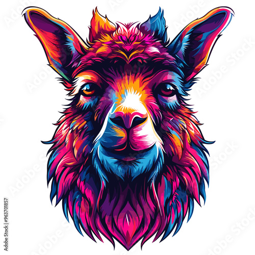 Llama head. Vector illustration for t-shirt, tattoo and other uses