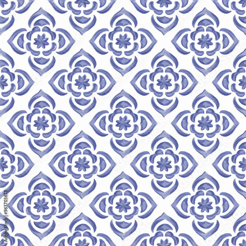 Watercolor medallion pattern Watercolor damask repeat pattern 