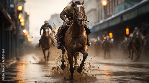 Horses racing at the Kentucky derby