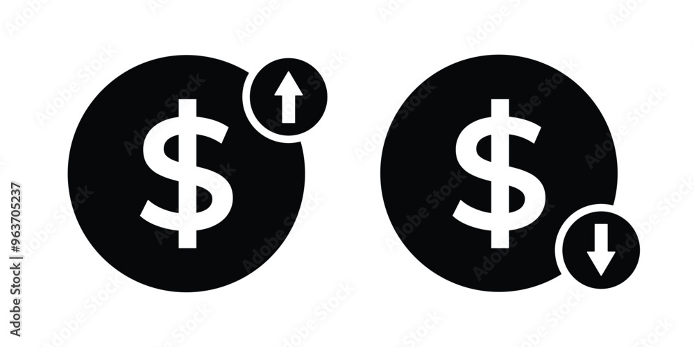 Vector Dollar Up And Down Icon Symbol Vector Dollar Up And Down Icon Symbol