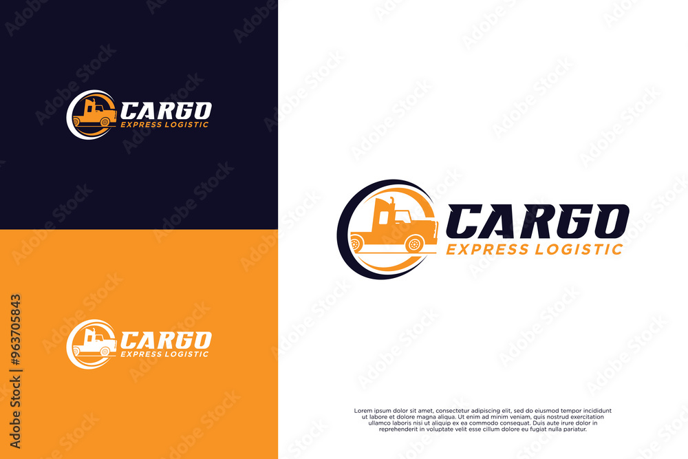 Truck cargo logo design for logistic transport Truck cargo logo design for logistic transport