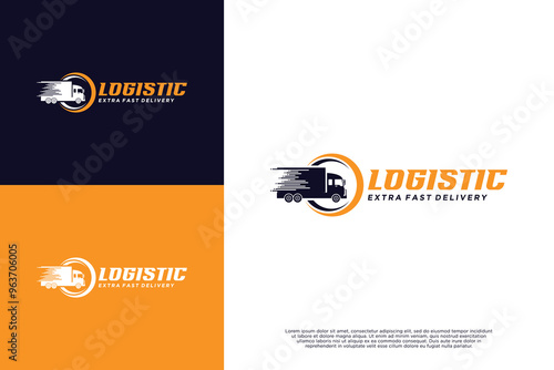 Logistic truck cargo logo design