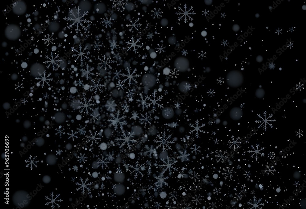 custom made wallpaper toronto digitala swirling pattern of snowflakes against a deep black background create with ai