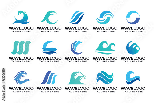 Collections of wave logo design. Creative ocean wave logo concept